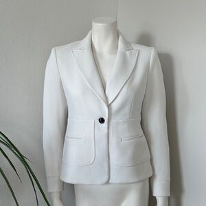 Anne Klein Women’s Bone White One-Button Blazer, Size 2P, Notched Collar